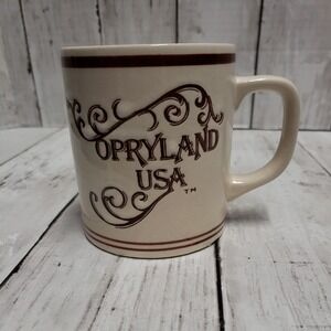 Vintage Opryland USA Mug Coffee Cup Ceramic Beige Nashville Tennessee